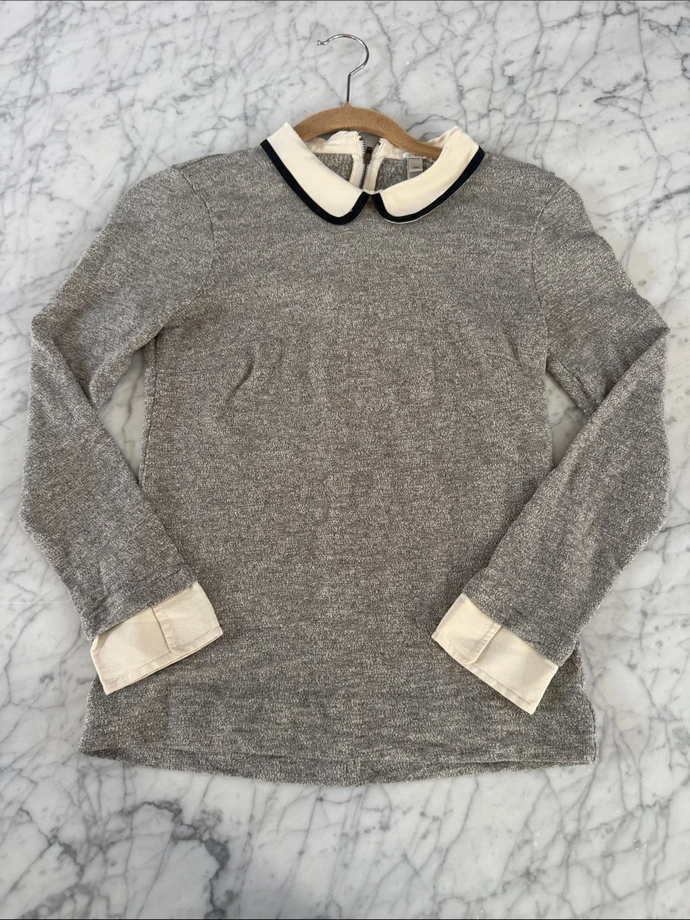 J Crew Peter Pan collared Blouse Sz XXS Silk Cotton